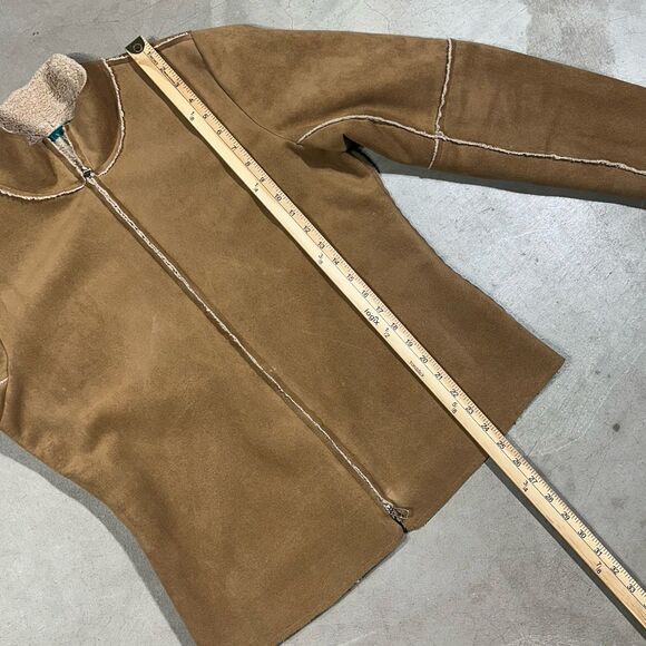 Velvet by Graham & Spencer Fitted Lux Sherpa Zip-Up Coat Color Mink Size L USA - Picture 8 of 9